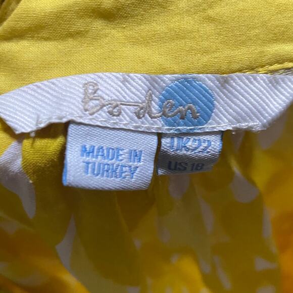 Boden Tunic Mini Dress Embellished Horseshoe Neckline Abstract Printed Yellow 18 - Picture 7 of 9